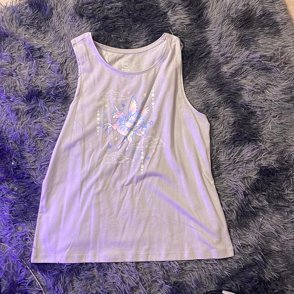 Gray unicorn tank top youth XL